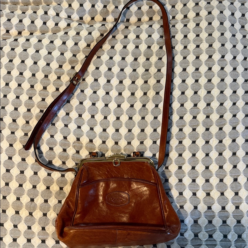 Oroton Brown Leather Crossbody Bag